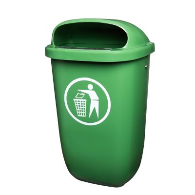 60l Abfallbehälter aus Kunststoff mit Schutzhaube, grün